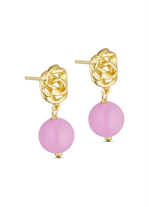 PURE BY NAT ØRERINGE, LUCCA EARRINGS, PINK, GULDBELAGT